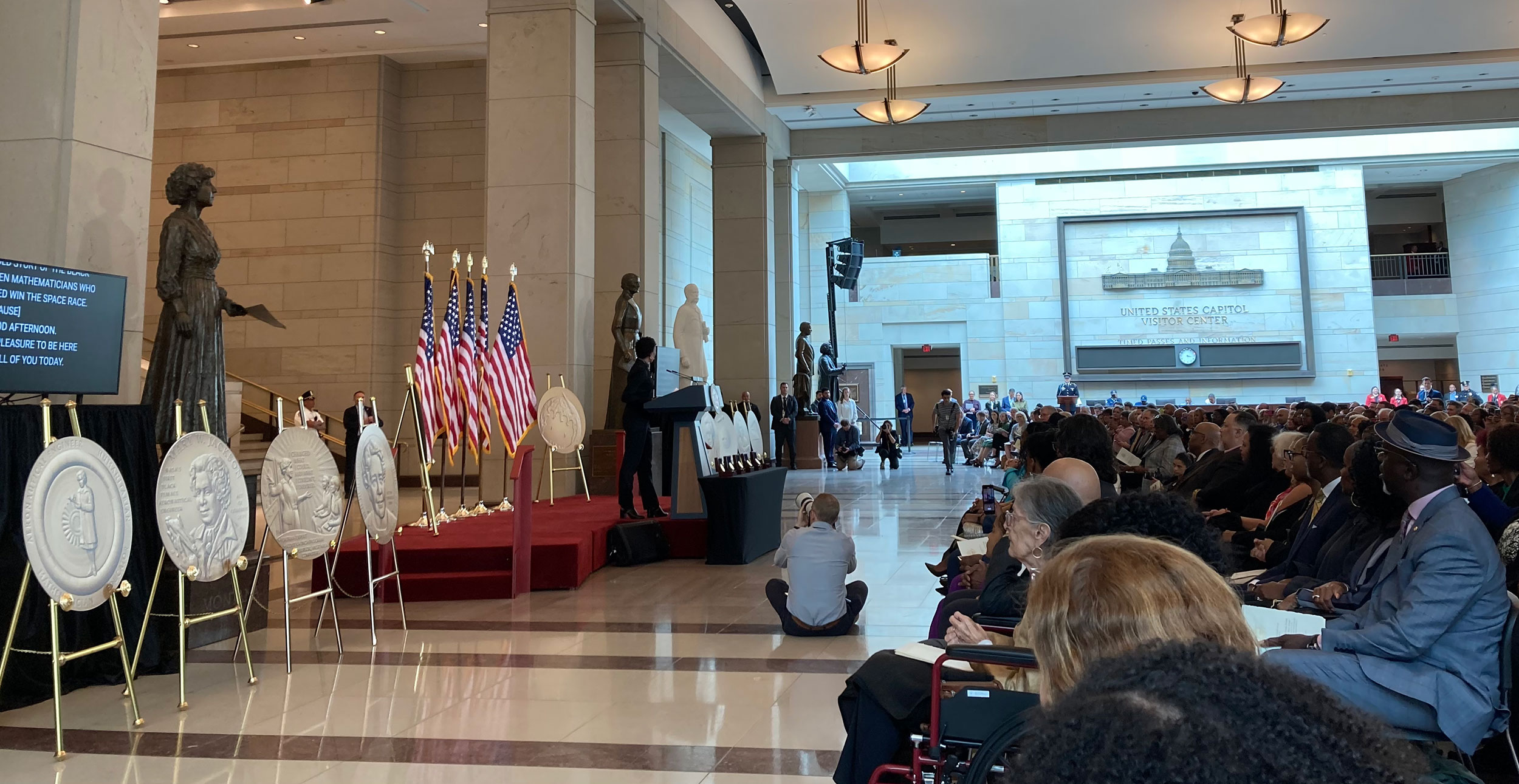 photo of Author Margot Lee Shetterly speaking at the Hidden Figures Congressional Gold Medal Ceremony