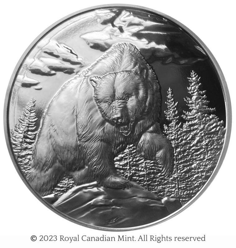 photo of 2023 Great Hunters: Grizzly —Ultra High Relief Fine Silver coin