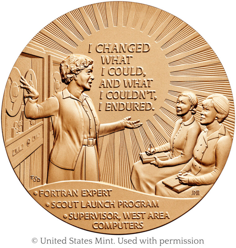 The Dorothy Vaughan Congressional Gold Medal, reverse